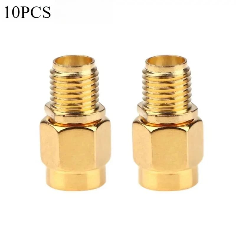 10 Pieces RF SMA Connector RP SMA Female to SMA Male Plug Connectors Adapter Gold Plated Straight Coaxial RF Adapters