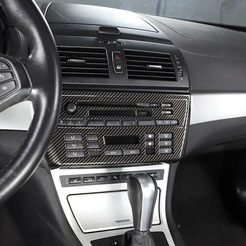 For BMW X3 E83 2006 2007 2008 2009 2010 ABS Chrome/carbon Car Central Control CD Panel Frame Cover Trim Stickers Car Accessories
