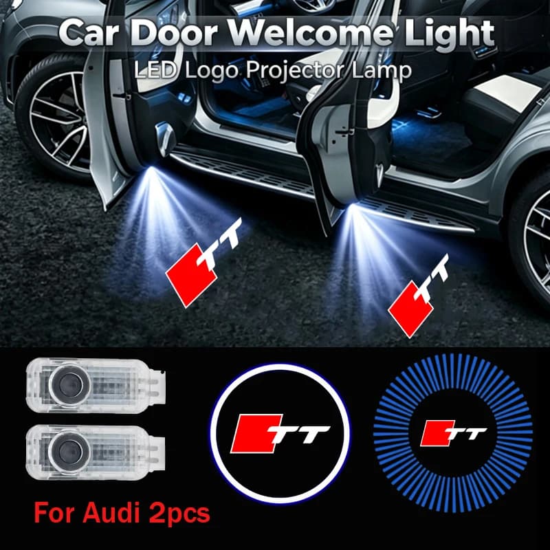 2PCS Auto Door LED Ghost Shadow Badge Projector Lamp Car Welcome Courtesy Decor Lights For Audi TT Logo Replacement Accessories