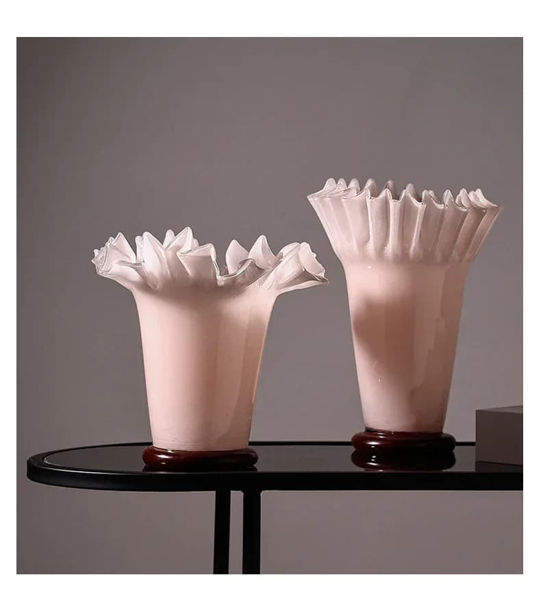 Lotus Leaf Edge Decorative Glass Vase Hydroponics Plant Pots Table Decoration Flower Arrangement Vases Room Aesthetic Decor