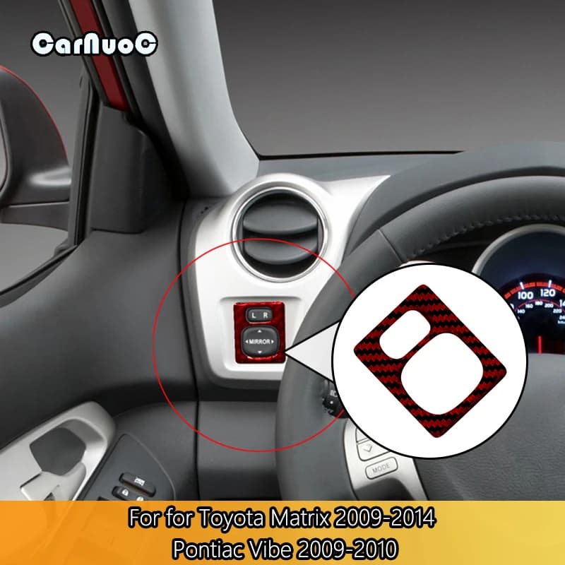 Power Mirror Button Bezel Carbon Fiber Interior Red Stickers For Toyota Matrix 2009-2014 Pontiac Vibe 2009-2010