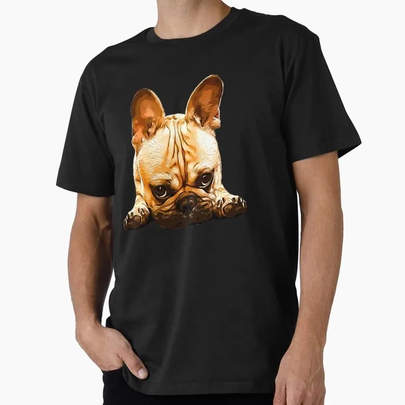 French Bulldog Puppy Cute Graphic T-shirt for Dog Dad Unisex 100% Cotton Short Sleeve Tee Pet owner Surprise Gift Streetwear Top