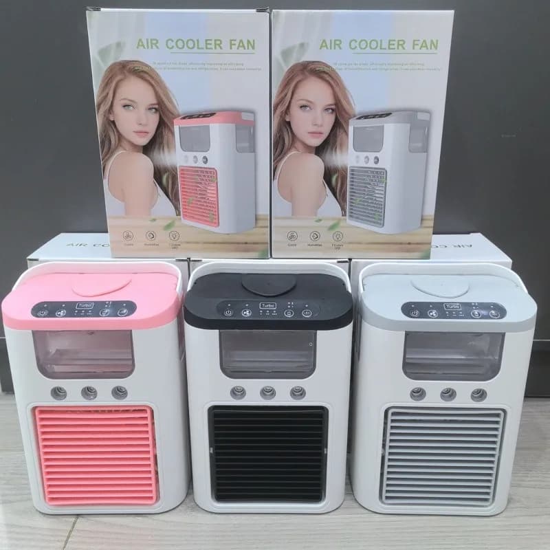 Desktop Mist Spray Fan 3‑Spray Humidifier Rechargeable Mini Silent Cooling Fan for Office Dorm Personal Air Cooler
