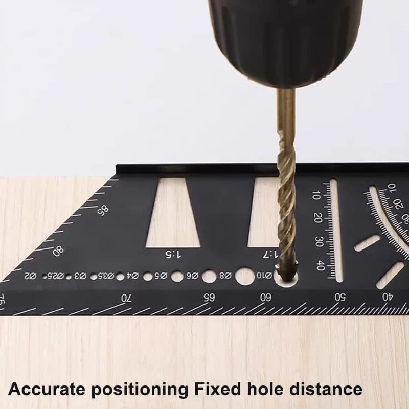 Multifunctional Carpenter Angle Ruler 3D Miter Measuring Tool Perforated Positioning Ruler 45 90 Degree Lines