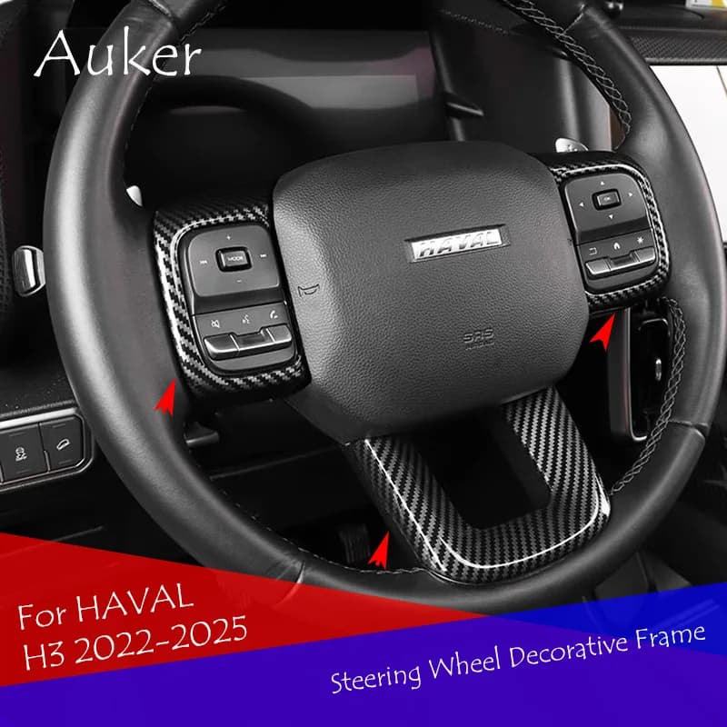 For Haval H3 2022-Pre Car Steering Wheel Frame Trim Cover Sticker Garnish ABS Carbon Fiber