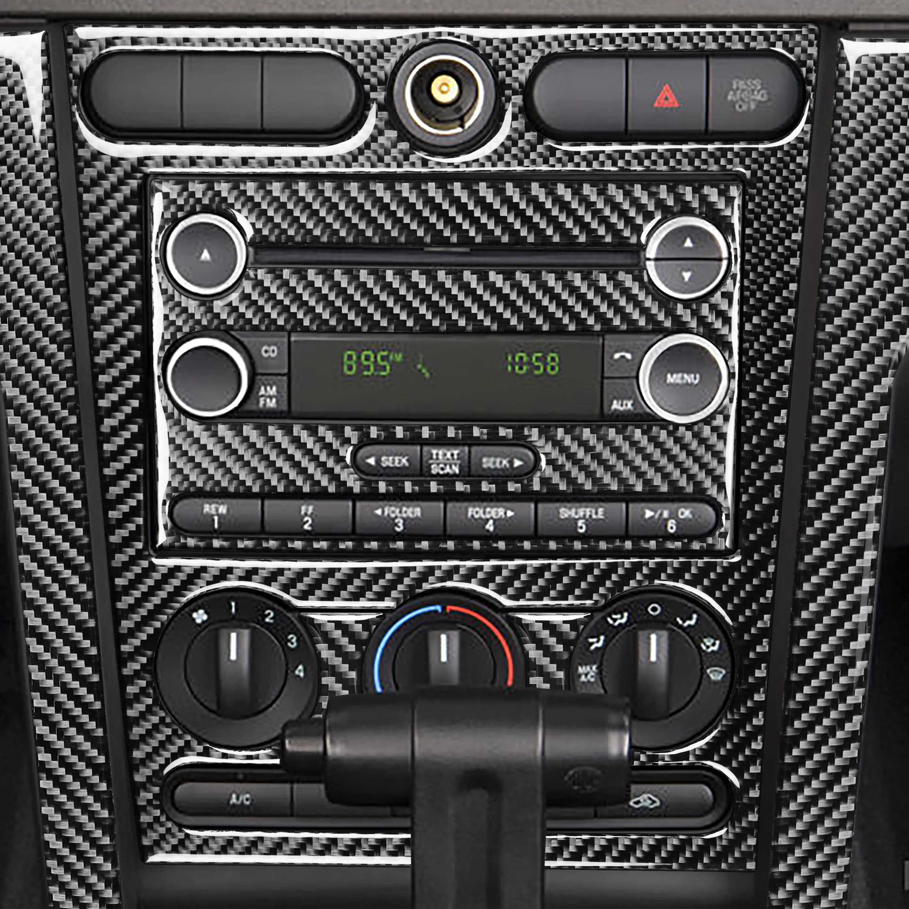 For Ford Mustang GT 2005-2009 S197 Carbon Fiber Centre radio CD control Panel Cover Car Accessories Interior Decorative Stickers