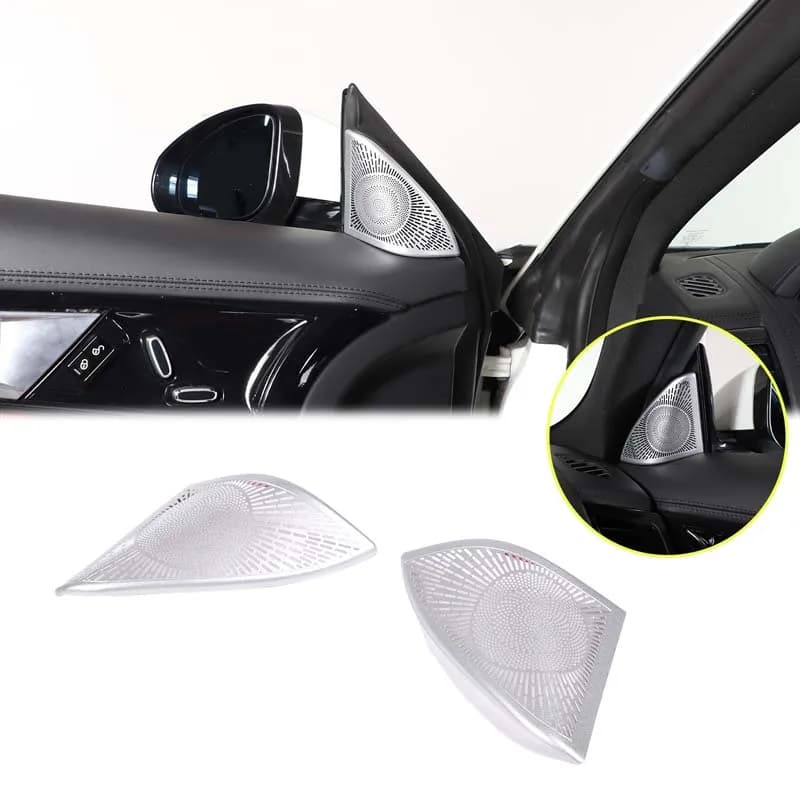 2Pcs Stainless Steel Silver For Jaguar F-TYPE 2013+ Car Tweeter Grille Decorative Sticker Car Interior Protection Accessories