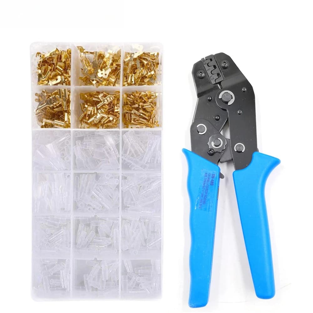 Crimping Tool 600 Pcs 4.8 6.3 Plug Terminal Crimper Crimping Pliers Wire 0.5-1.5mm2 Alicate AWG 20-15 Hand Tool Set