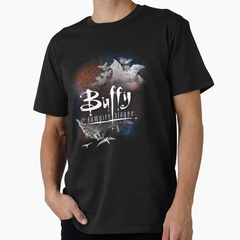 Buffy Inspired Graphic T-Shirt, 0811 Vintage Vampire Slayer Print Tee, Retro Horror Series Short Sleeve Casual Shirt US Size Top