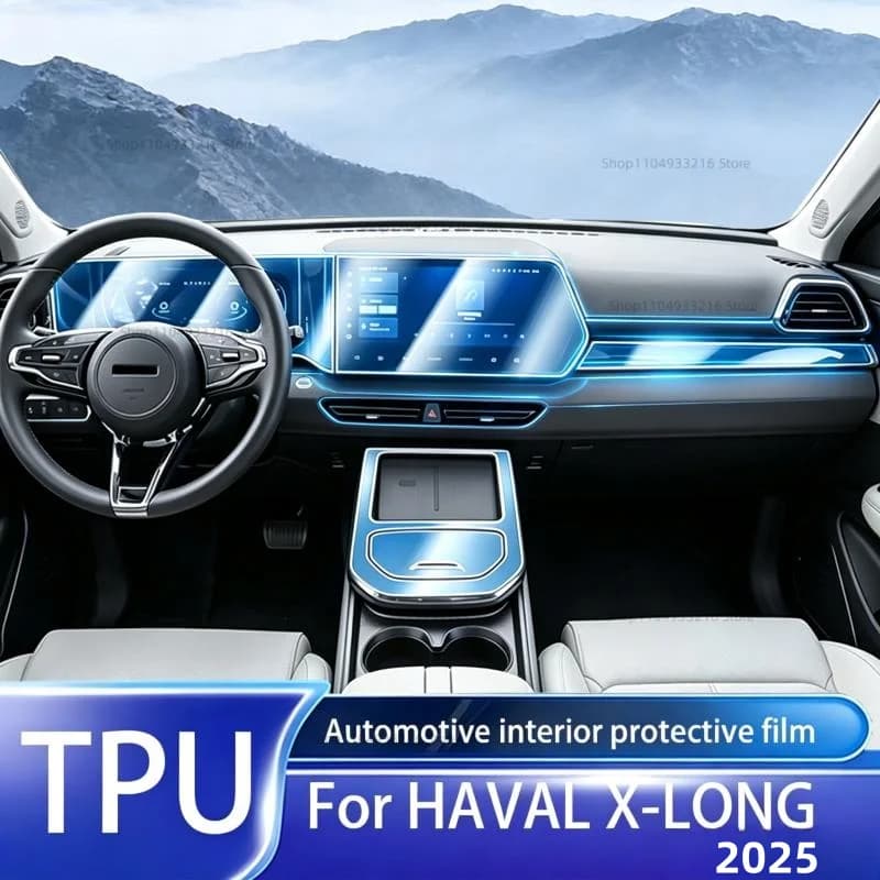 Transparent TPU Protective Film Anti-scratch For HAVAL X-LONG 2025 Car Interior Center Console Dashboard Navigation Pre-cut PPF