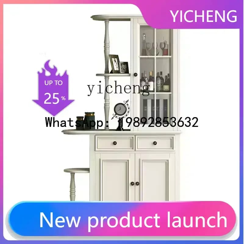 X9 American modern wood foyer cabinet entrance partition double-sided storage wine rack decorative cabinet living room furniture