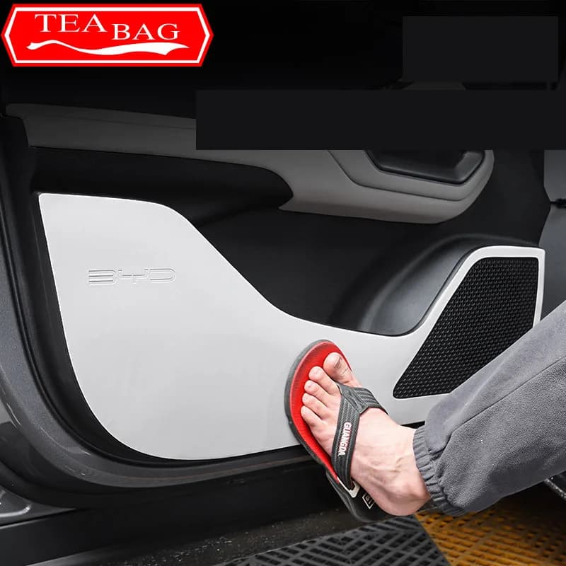 For BYD Yuan Pro Yuan UP EV 2024 Car Styling Door Anti Kick Pad Interior Protection Leather Sticker Scraping Auto Accessories
