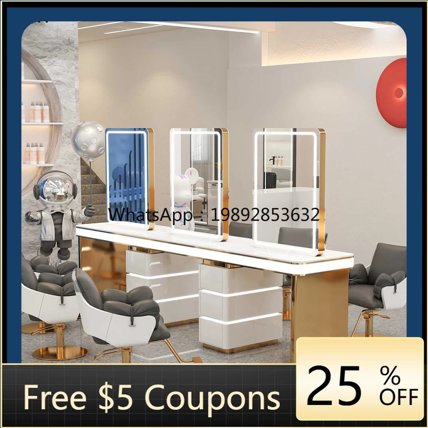 AB  barber shop mirror hair salon special hair salon perm,  and cutting hair with cabinet integrated double-sided mirror table