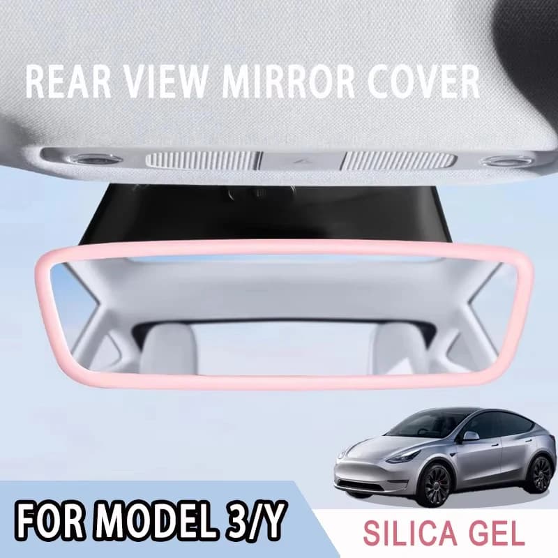New RearView Mirror Protector Frame For Tesla Model 3 Y Interior Accessories Rearview Mirror Protector Trim Silicone Rubber Case
