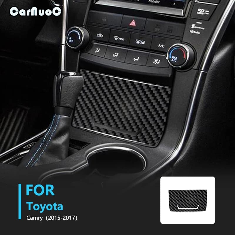 For Toyota Camry 2015 2016 2017 Storage Box Panel Carbon Fiber Interior Safeguard Stickers Car Interior Accessories