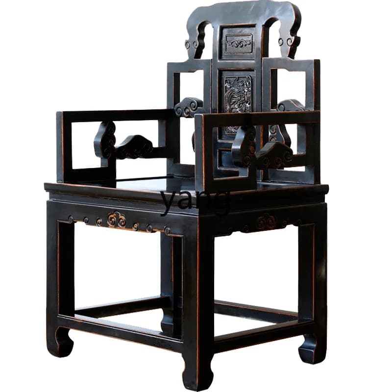CX  elm Taishi chair solid wood Chinese antique old carved back chair