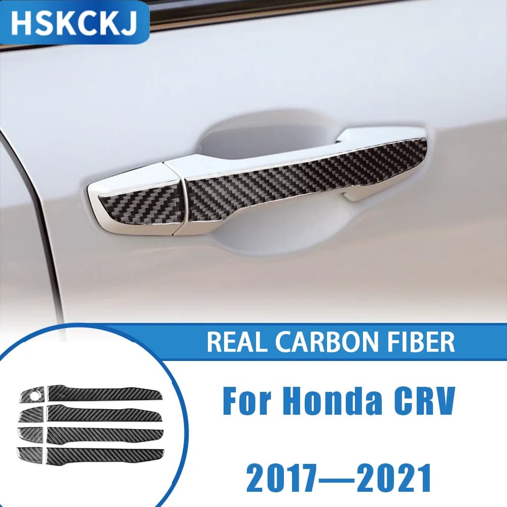 For Honda CRV 2017—2021 Carbon Fiber Outer Door Puller Handle Panel Car Accessories Interior Cover Trim Sticker Modification