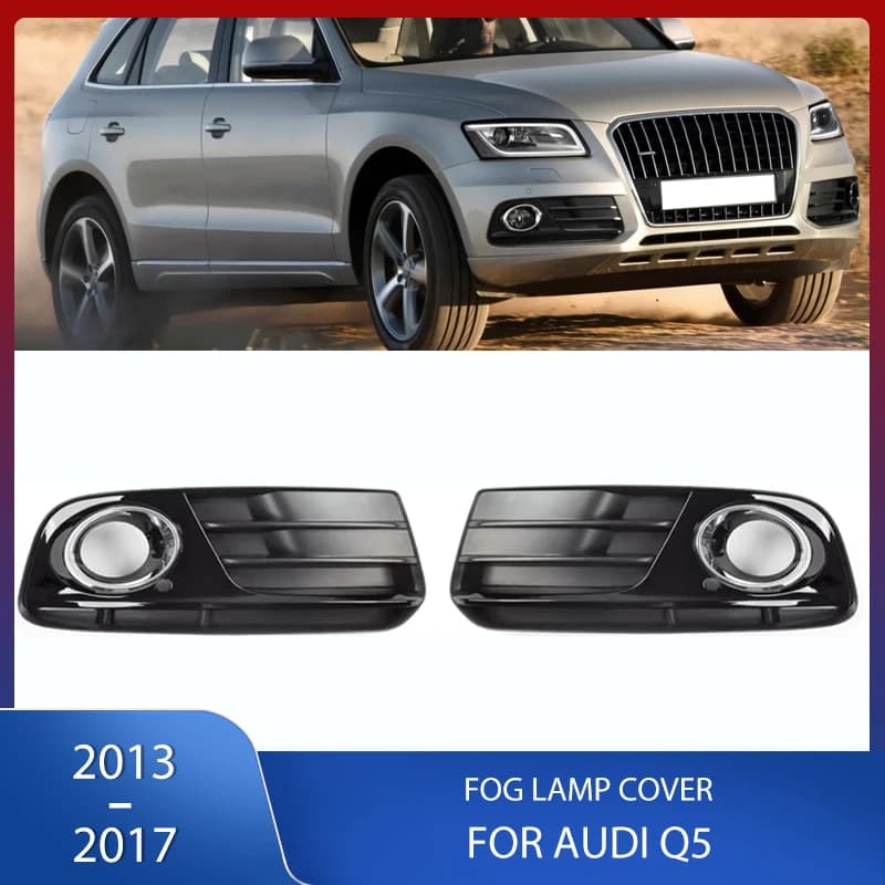 Car Front Bumper Fog Light Cover Trim Fog Lamp Grille Grill Frame For Audi Q5 2013 2014 2015 2016 2017 8R0807681M 8R0807682J