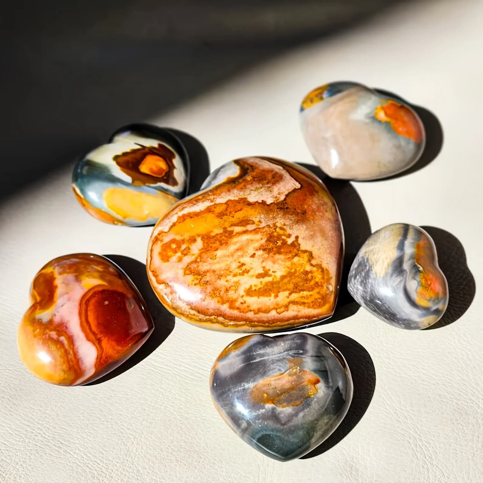 1PC ocean jasper crystal heart sculpture, rich colors and three-dimensional effect,home&office decor,ideal gift, Mother's Day