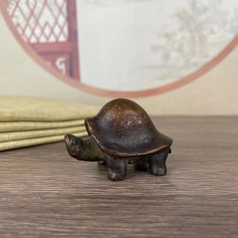 Antique rural collectible solid old longevity ornament, copper dragon turtle, wealth and prosperity tea pet, bless