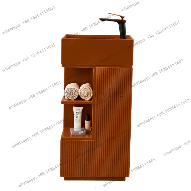 Small space bathroom artificial stone washbasin, household column type washbasin bathroom cabinet