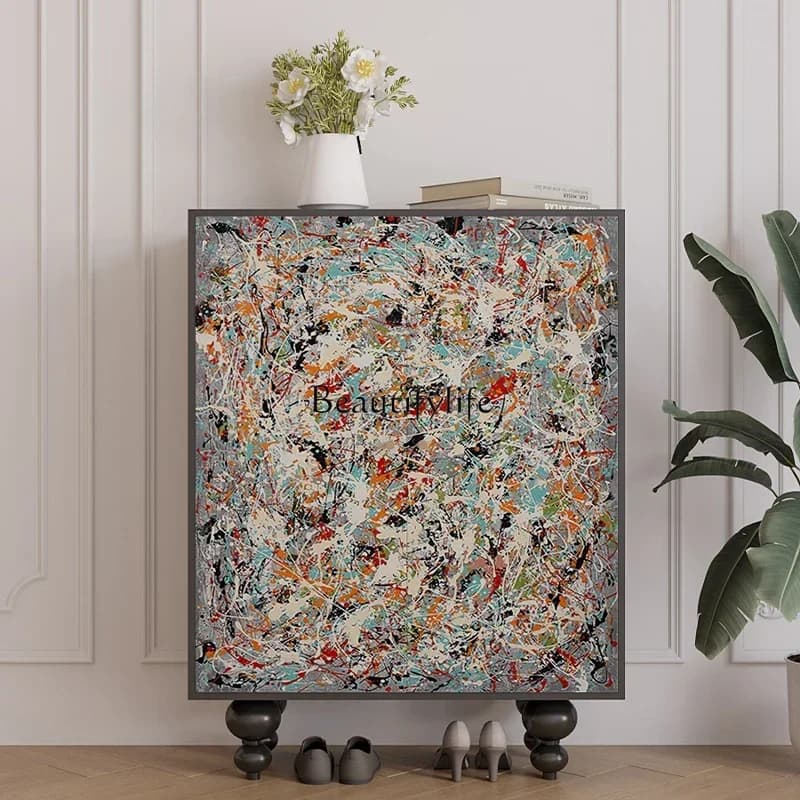 yj9  Modern simple household door-to-door solid wood storage shoe cabinet multi-functional double-door entrance cabinet