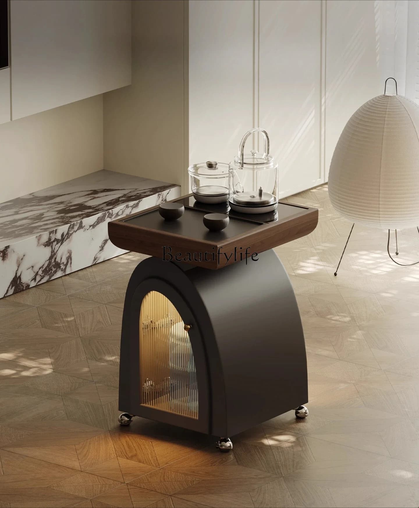 LXRemovable tea table with kettle Light luxury high-end designer side few balcony Living room tea tableSSS