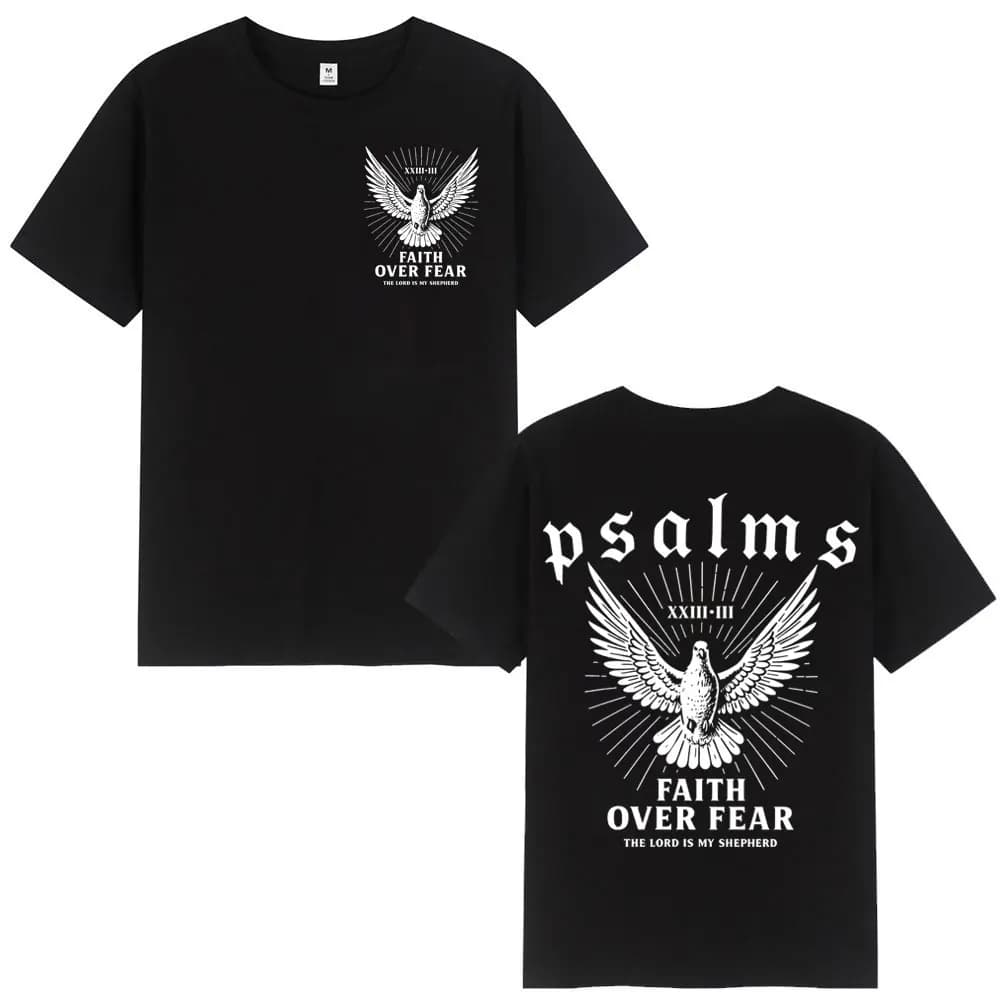 Faith Over Fear Christian Jesus Bible Verse T Shirt Fashion Vintage Short Sleeve T-shirts Men Women Casual Loose Cotton T-shirt