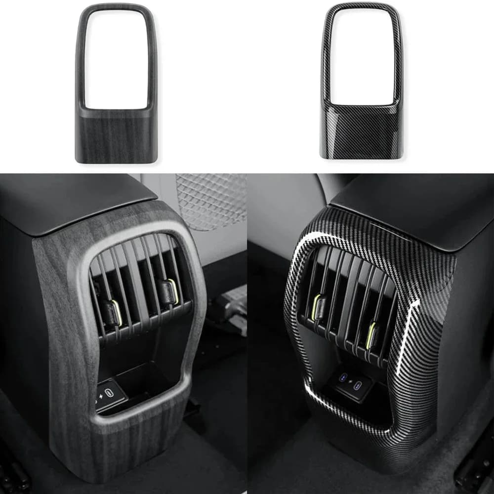 Carbon Fiber Rear Row Vent Cover Trim For Hyundai Kona SX2 2024 2025 2026 Accessories