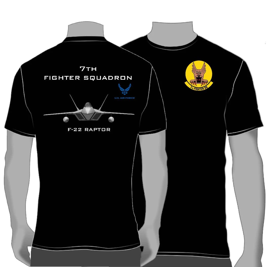 USAF 7th Squadron F-22 Raptor Stealth Fighter T-Shirt 100% Cotton O-Neck Short Sleeve Summer Casual Mens T-shirt Streetwear