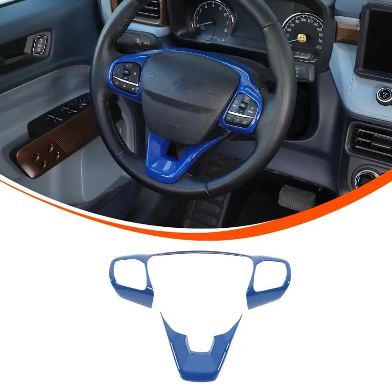 2pcs ABS Blue Steering Wheel Decorative Frame Trim Cover Stickers For 2022-2026+ Ford Maverick  Car Interior Accessories
