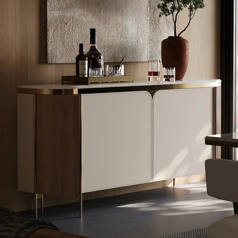 xz1Meal side household Italian natural marble stainless steel storage cabinet