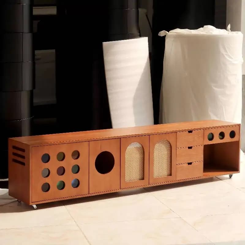 Natural Friendly Tv Cabinet Minimalist Solid Wood Showcase Lowboard Quality Tv Cabinet Space Saving Muebles De Sala Furniture