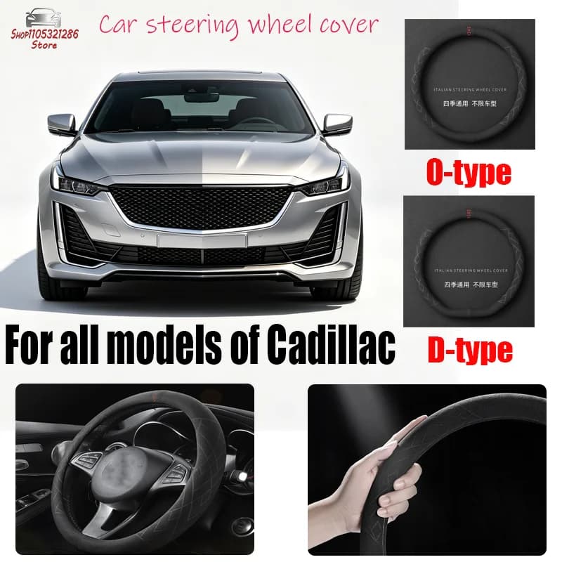 For all models of Cadillac car steering wheel covers, all season universal, sweat absorbing and anti slip steering wheel