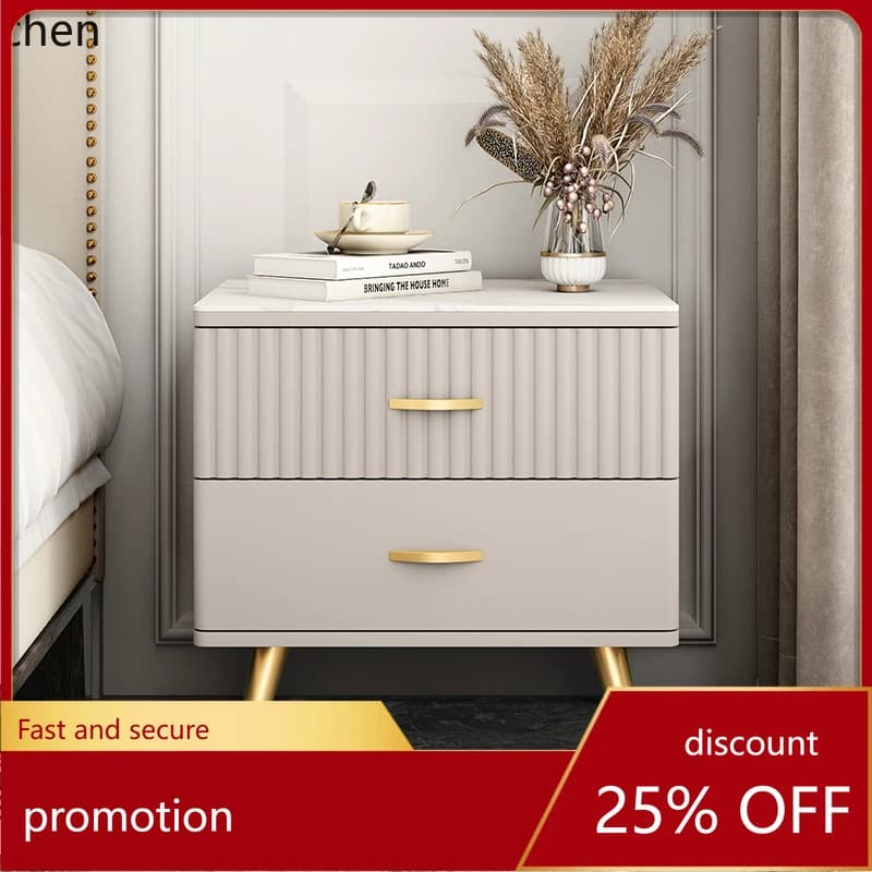 YFY  Bedside Table Advanced Sense Stone Plate Bedside Cabinet Small Locker Two-Drawer Cabinet