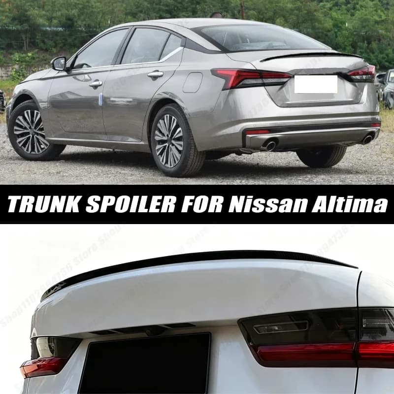 120CM Glossy Black Soft Rubber Universal Rear Trunk Spoiler 5D Carbon Look Tail Wing Fit For Nissan Altima Car Accessories