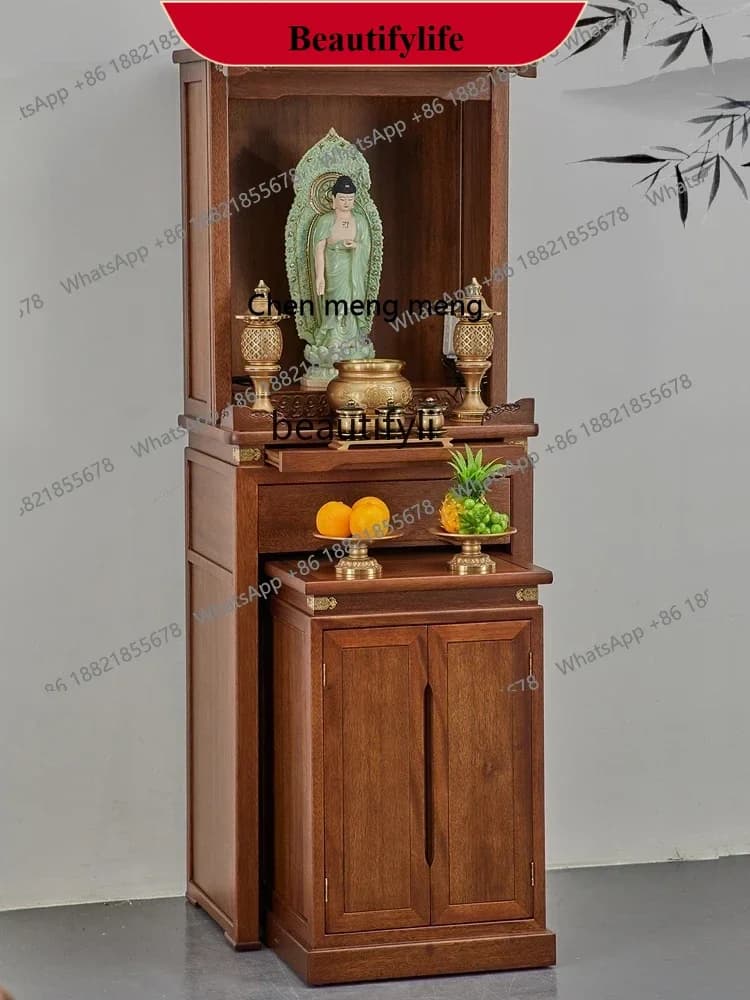 z183   God of Wealth Cabinet Avalokitesvara Buddha Shrine Household Incense Burner Table New Chinese Style Simple Home