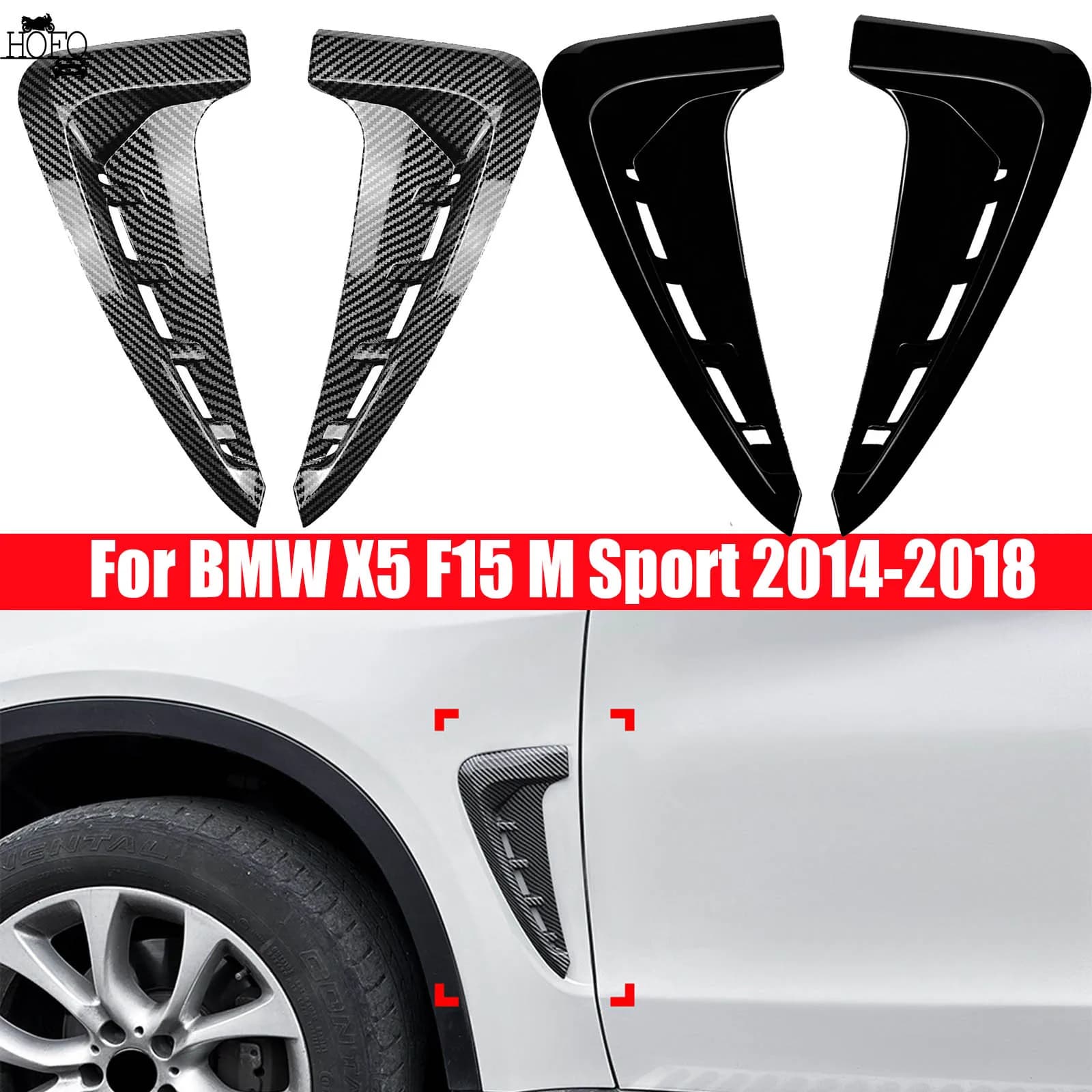 Car Bumper Spoiler Shark Gills Side Flow Fender Vent Stickers Cover Body Kits Air Vent Trim For BMW X5 F15 M Sport 2014-2018