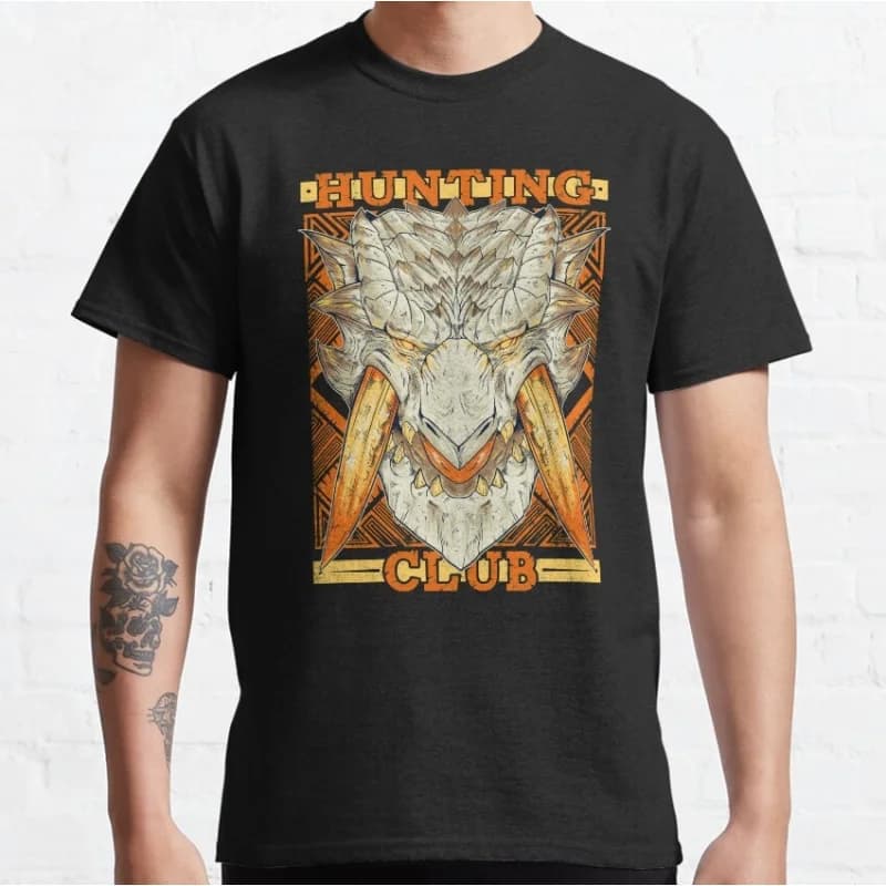 Barioth Monster Hunter World Hunting Club Gift t shirt for gamer 100% cotton Short Sleeve Graphic Clothes All size top S-6XL