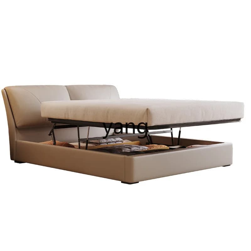 LH modern simple master bedroom leather double storage high box light luxury soft bag leather bed
