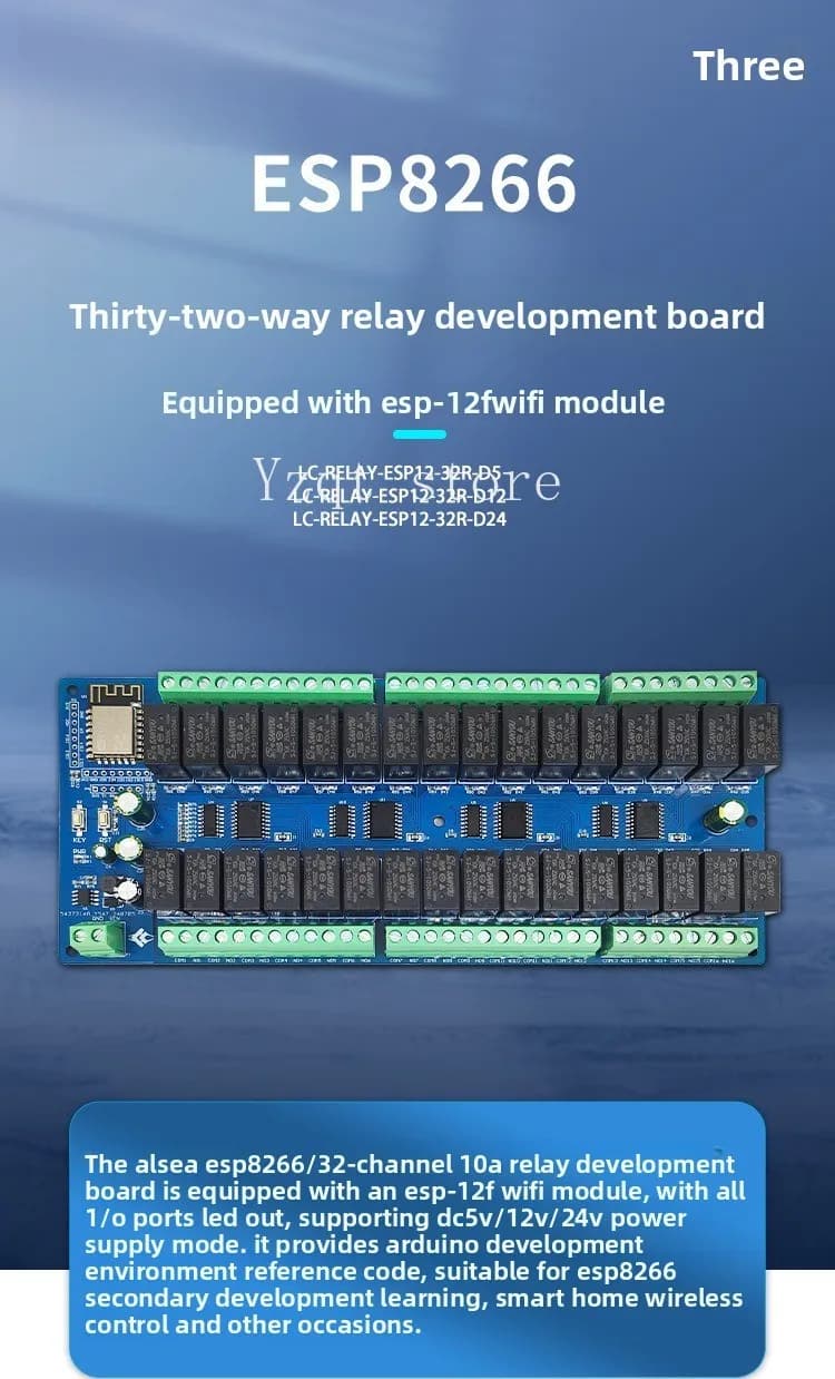 DC5V/12V/24V Power Supply ESP8266 WIFI32 Relay Module ESP-12F Secondary Development Board