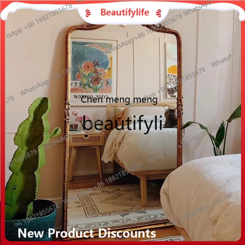 cn8350 ss Retro Full-Length Decorative Mirror Wall-Mounted Entryway Mirror American Style Home Bedroom Makeup Dressing Mirror