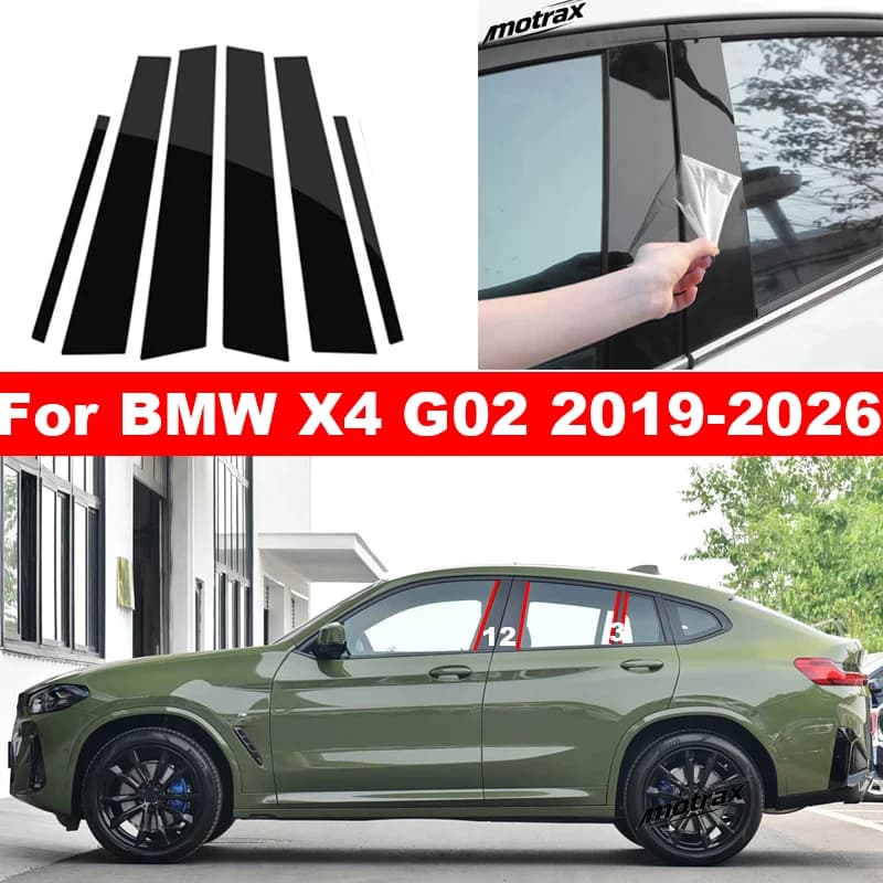 For BMW X4 G02 2019-2026 Car B C Pillar Stickers PC Window Trim Cover Middle Pillar Decorative Exterior Sticker Accessories