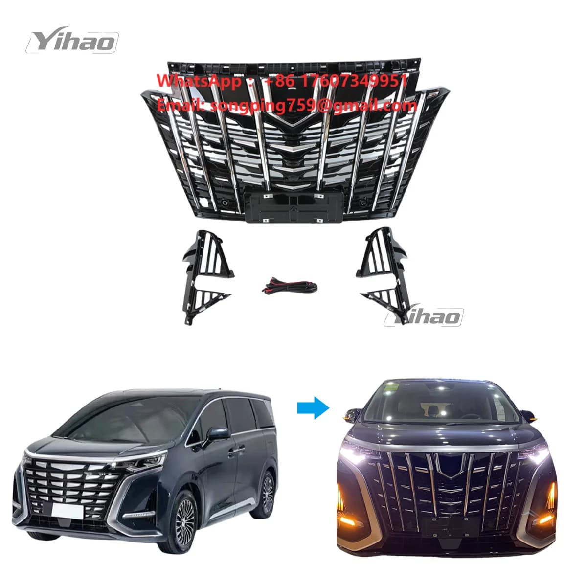 High Quality Car Grille Body Kit Bumpers for Modified for BYD Denza D 9 Upgrade Alphard Front Grille