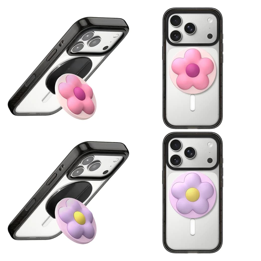 Pink Purple Flower Magnetic Folding Phone Stand for IPhone Holder Mount Support for Galaxy Mobile Phone Accessories