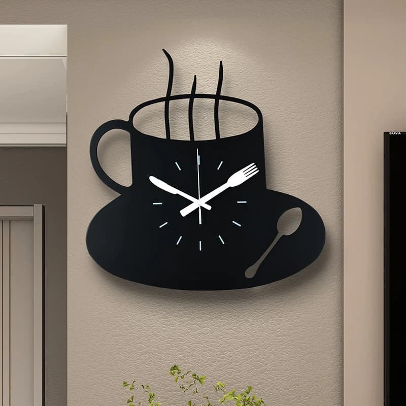 Nordic Living Room Wall Clock Coffee Cup Design Restaurant Clock Mural Watch Office Pointer Silent Quartz Clock Home Decor Items