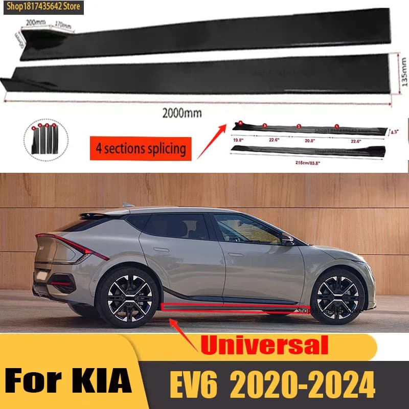 8PCS 2.2m Side Skirt Extension Rocker Plate Lip Separator Bumper For Kia Ev6 Ev9 Forte K5 Rio5 Sportage Stinger Soul