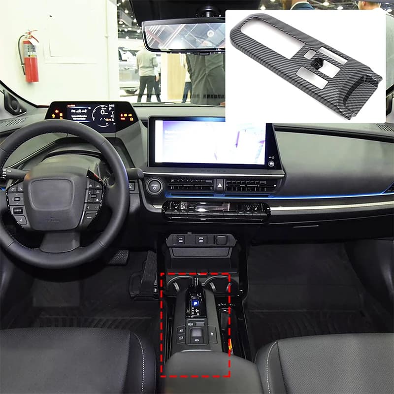 For Toyota Prius XW60 2023-2025 Automotive Center Console Gear Decorative Frame ABS Carbon Fiber/Black Car Accessories