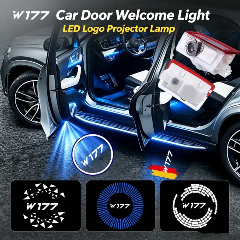 2PCS LED Car Door Welcome Courtesy Ghost Shadow Emblem Projector Lamps Decor For Mercedes Benz A Class W177 2013‑2020 Accessorry