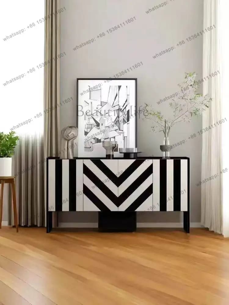 Nordic simple light luxury solid wood dining side cabinet small apartment entrance cabinet